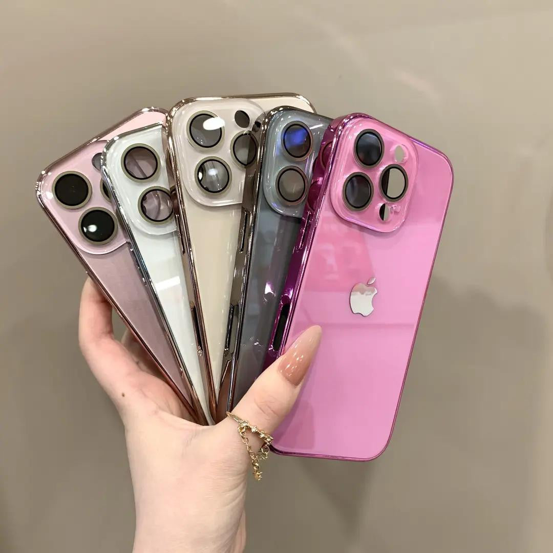 Premium INS Electroplated Glass Case with Camera Guard