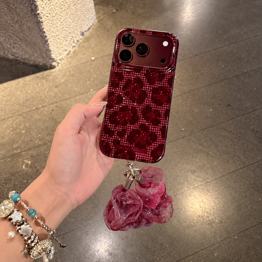 Burgundy Rosette Sparkle iPhone Case