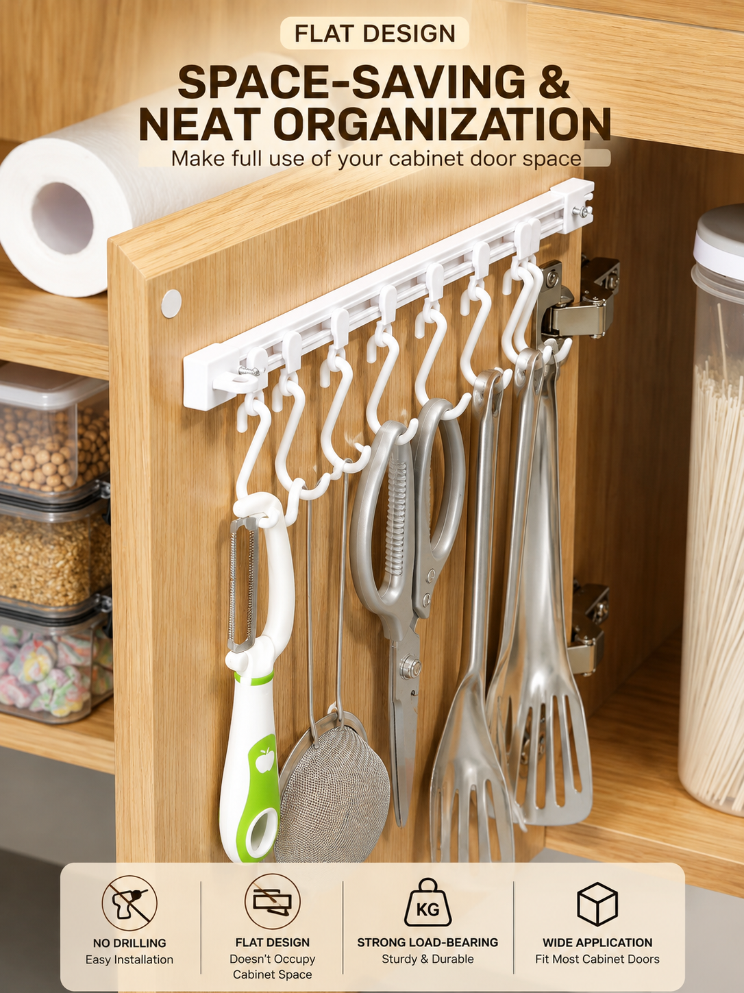 Sliding Cabinet Door Storage Hooks
