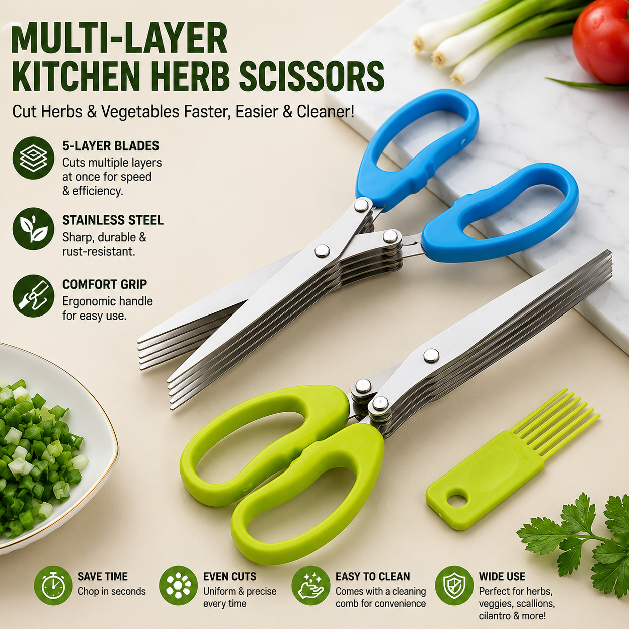 Stainless Steel Multi-Blade Scissors
