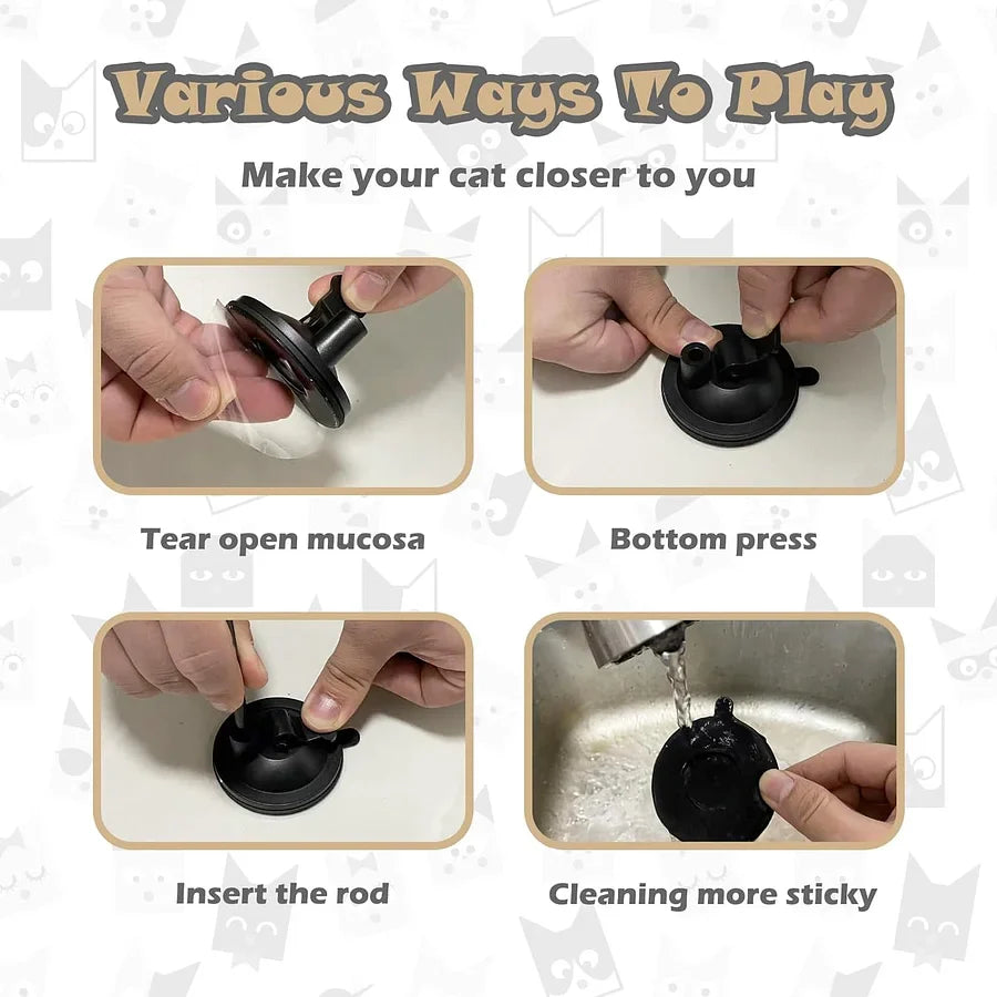 Suction cup cat teasing stick