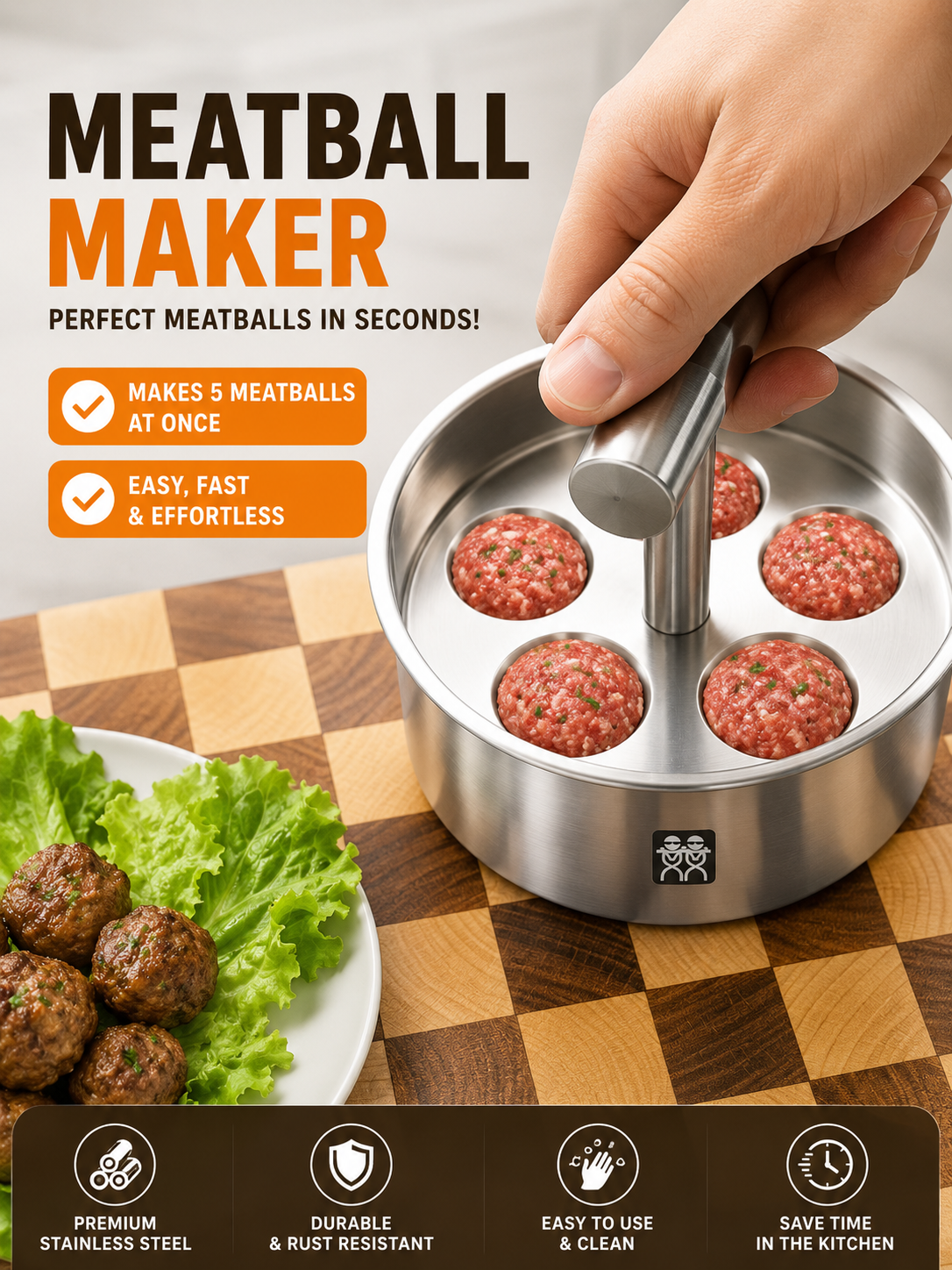 Meatball Maker – Easy Meatball Press for Making Perfect Meatballs, Fried Meatballs, Carrot Balls, Shrimp Paste Balls & Fish Balls. Perfect for Quick and Consistent Homemade Meatball Preparation.