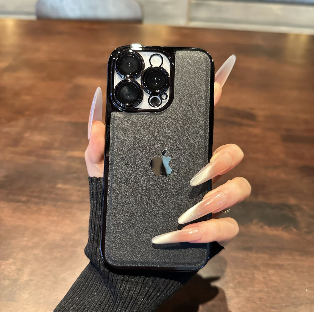 Electroplated Patchwork Leather Texture Phone Case