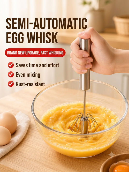 Stainless Steel Semi-Automatic Egg Whisk