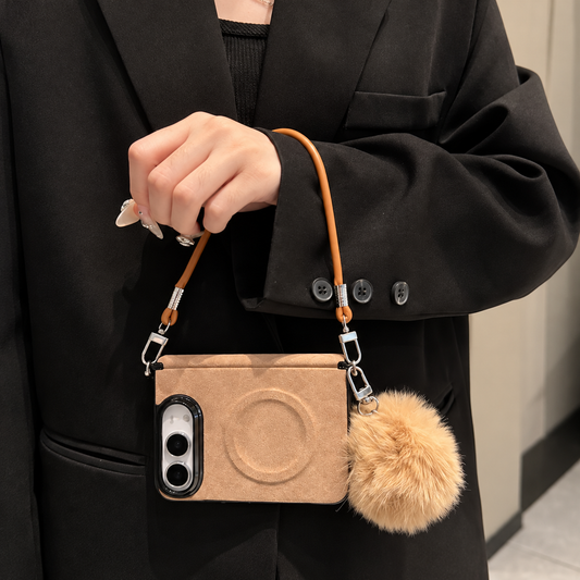 Cocoa Charm iPhone Duo Case with Pom-Pom Strap