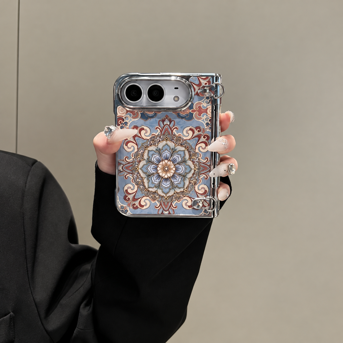 Vintage Mandala iPhone Duo Case with Beaded Strap