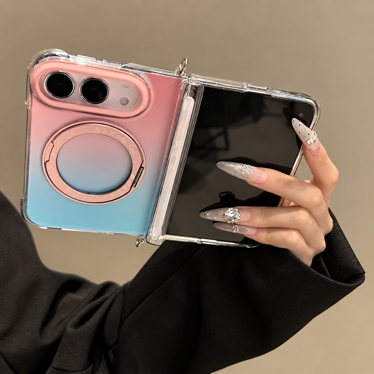 Pastel Aura Fold Case with Beaded Strap