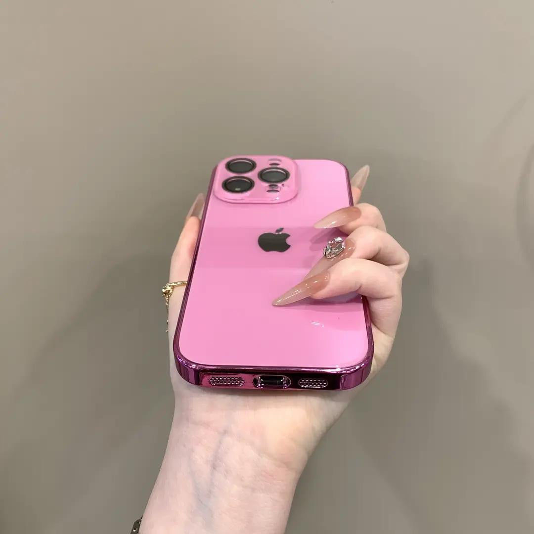 Premium INS Electroplated Glass Case with Camera Guard