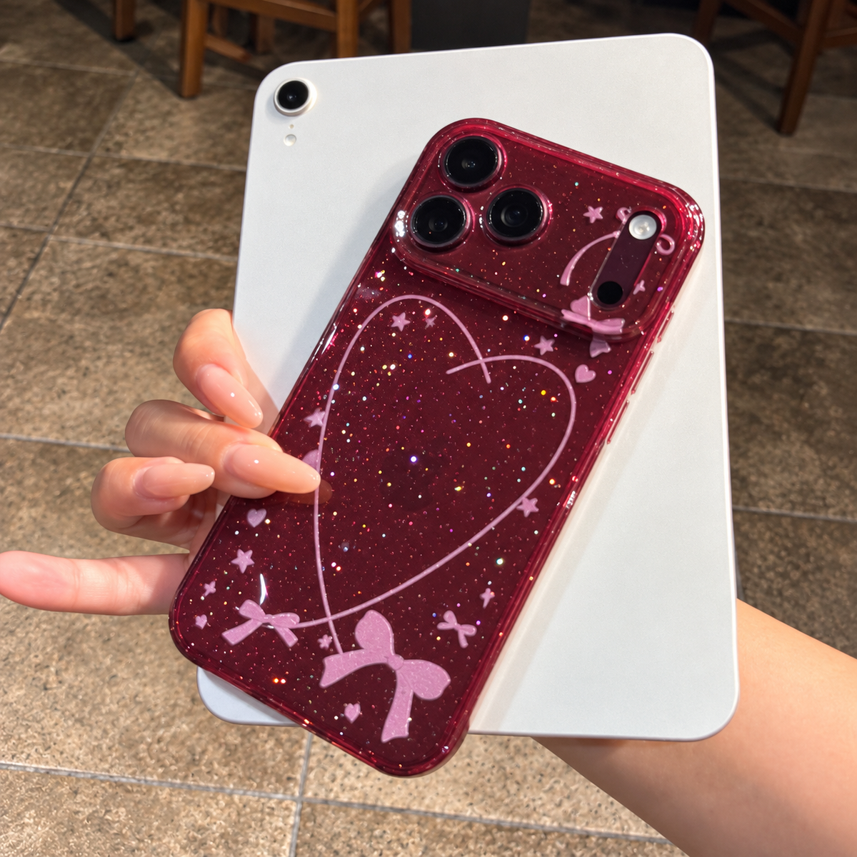 Heart Bow Sparkle Transparent IPhone Case