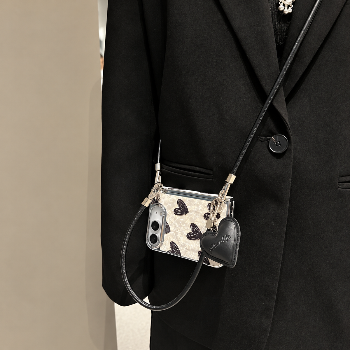 Heart Charm Crossbody iPhone Case