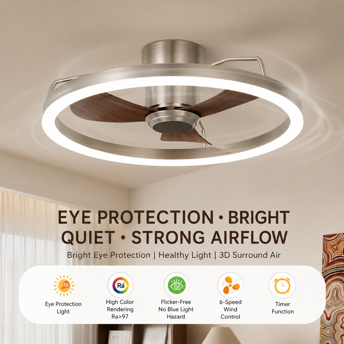 Modern Quiet Ceiling Fan Light