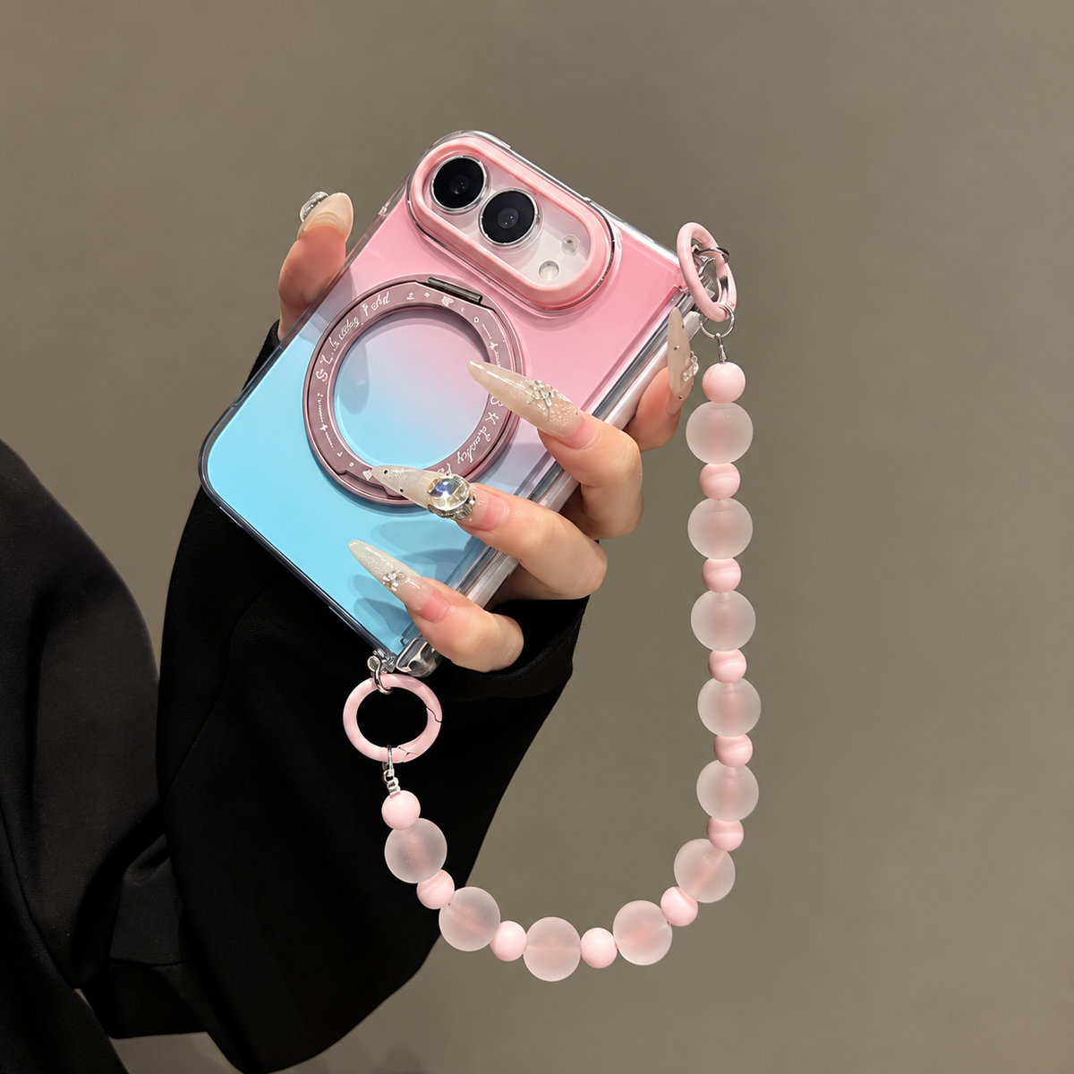 Pastel Aura Fold Case with Beaded Strap