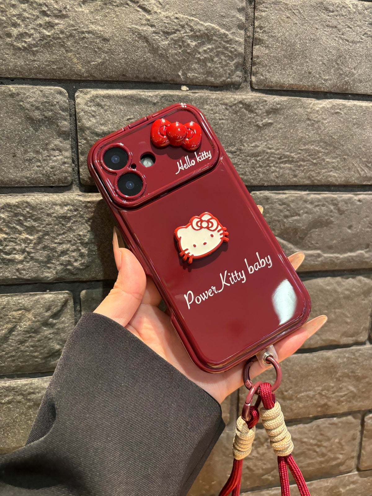 Kitty flip phone case with mirror and stand