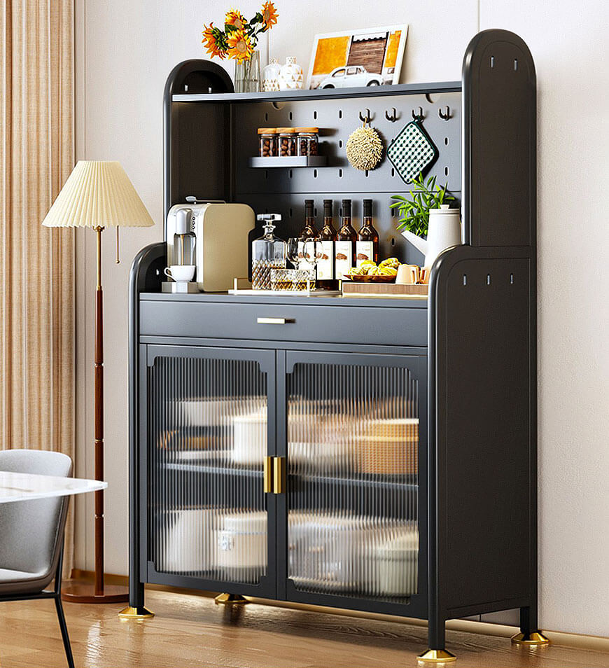 Kitchen Pantry Storage Cabinet With Pegboard Wall