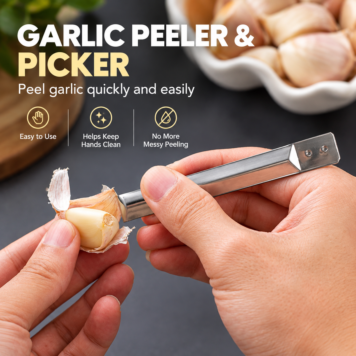 Stainless Steel Garlic Peeler Tool