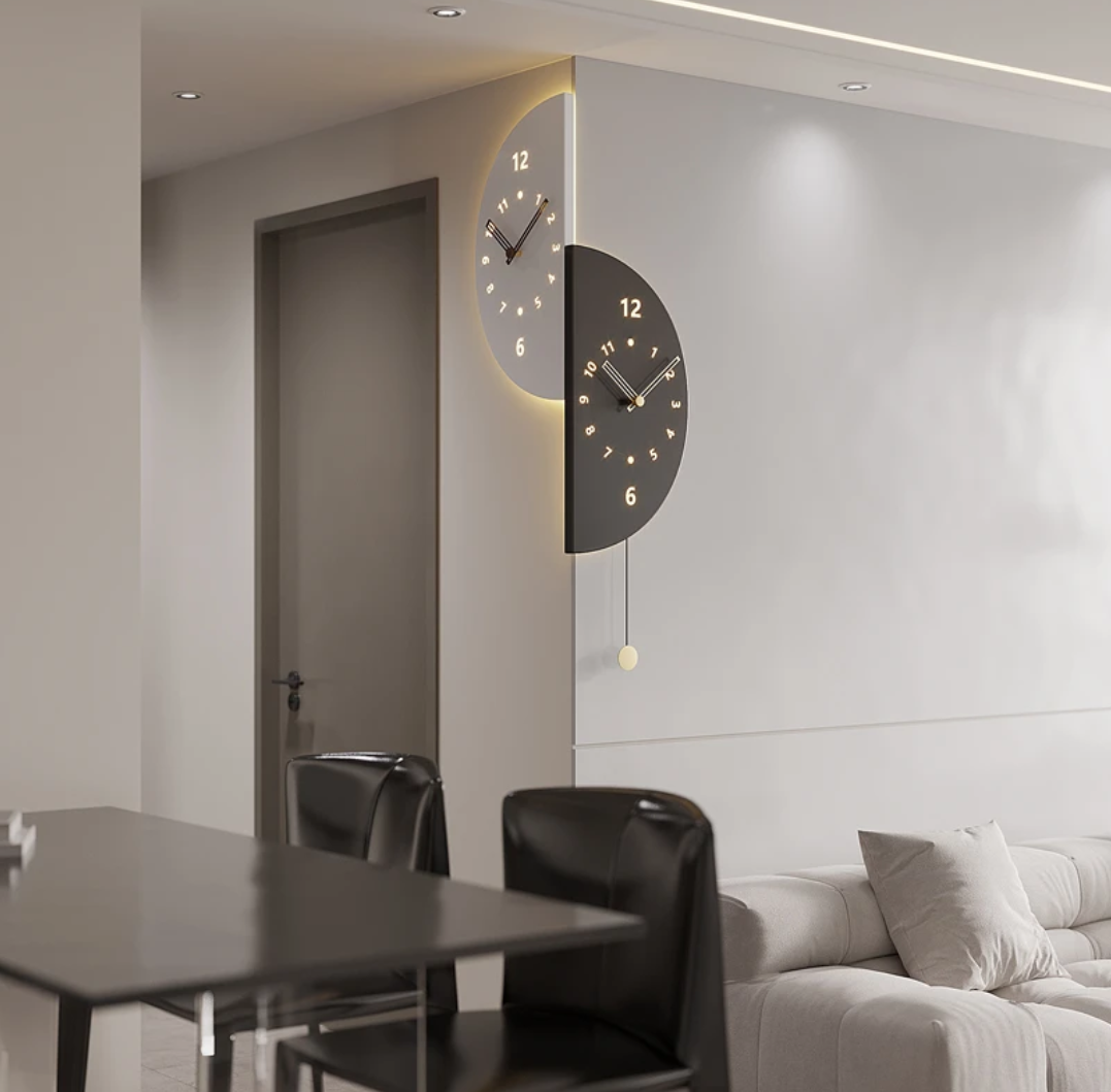 2026 Light Luxury Smart Voice-Control Modern Silent Double-Sided Corner Wall Clock for Living Room (Trendy Home Decor)