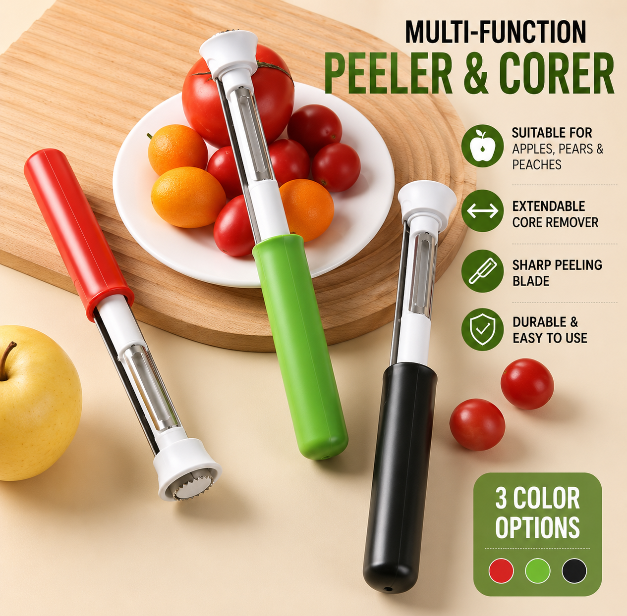 2-in-1 Stainless Steel Fruit & Vegetable Corer & Peeler