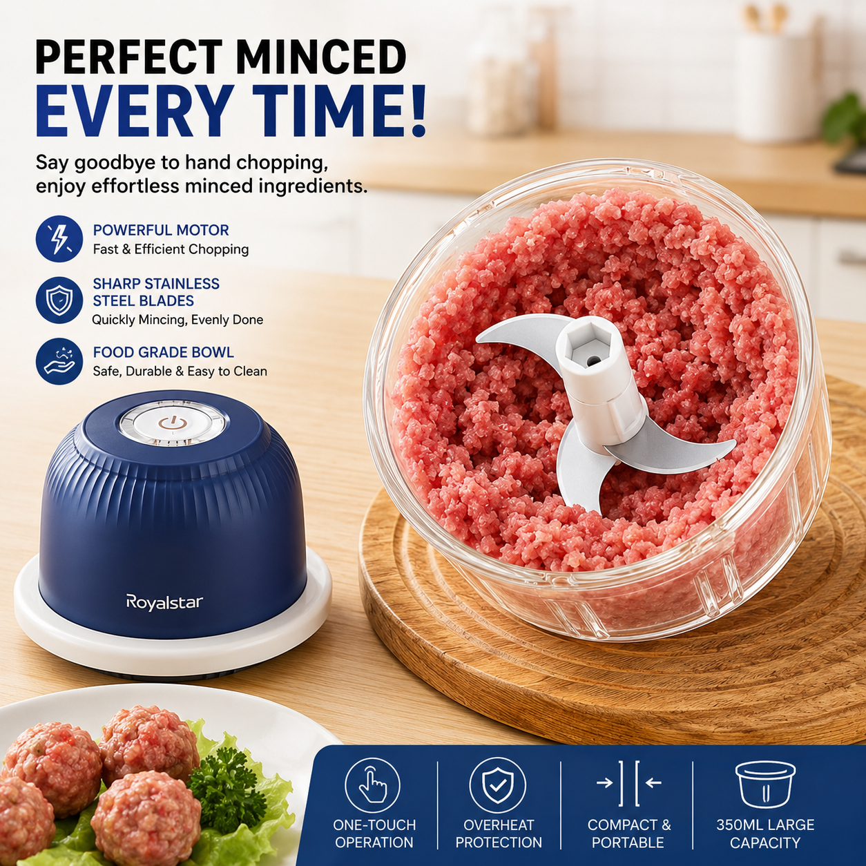 PANIDI Wireless Mini Food Processor – Compact Electric Garlic Masher, Multi-Function Chopper for Garlic, Minced Meat & Vegetables
