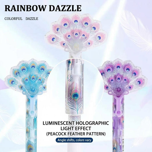Colorful Peacock Tail Retractable Gel Pen, Instagram-Style Design, Black Quick-Drying Ink, Smooth Writing Pen for Students, Ideal for Note-Taking and Practice.