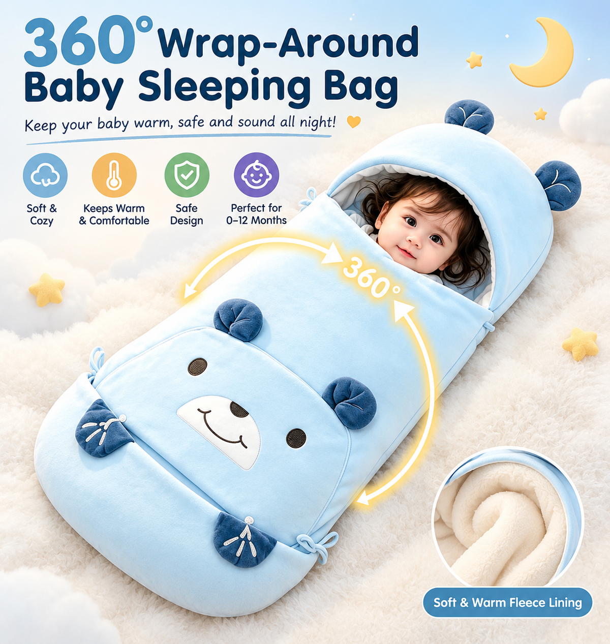 Winter Baby Swaddle Sleeping Bag