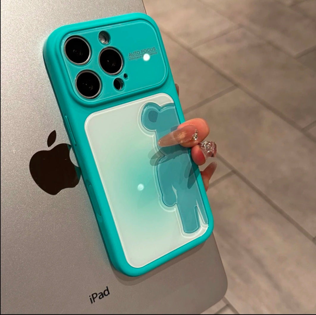 Premium Gradient 3D Bear iPhone Case – Stylish Protective Cover for iPhone 17 Pro Max, 16, 15 & 14