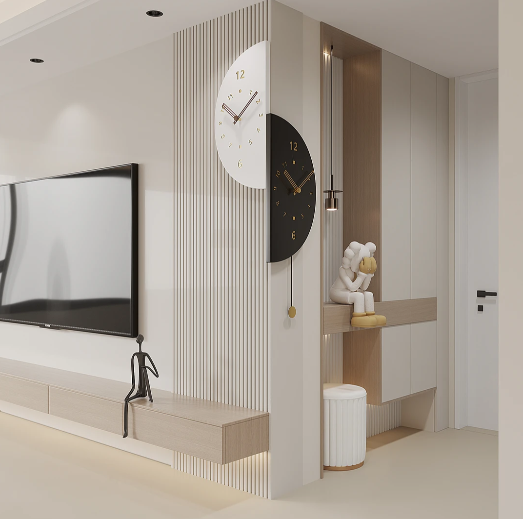 2026 Light Luxury Smart Voice-Control Modern Silent Double-Sided Corner Wall Clock for Living Room (Trendy Home Decor)