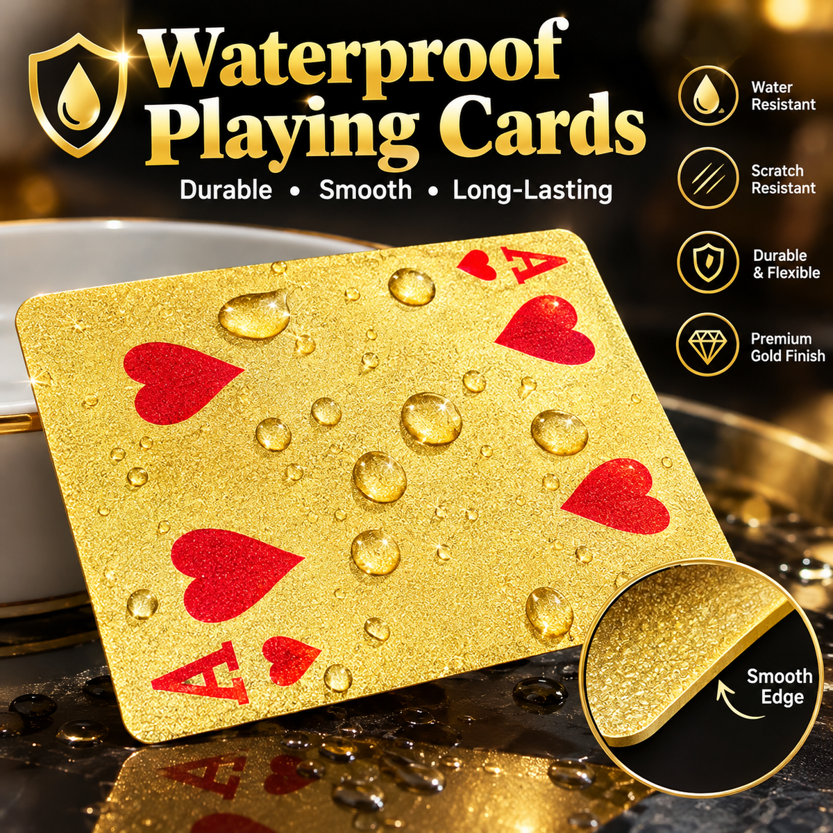 Waterproof Gold Plastic Playing Cards – Luxury Edition