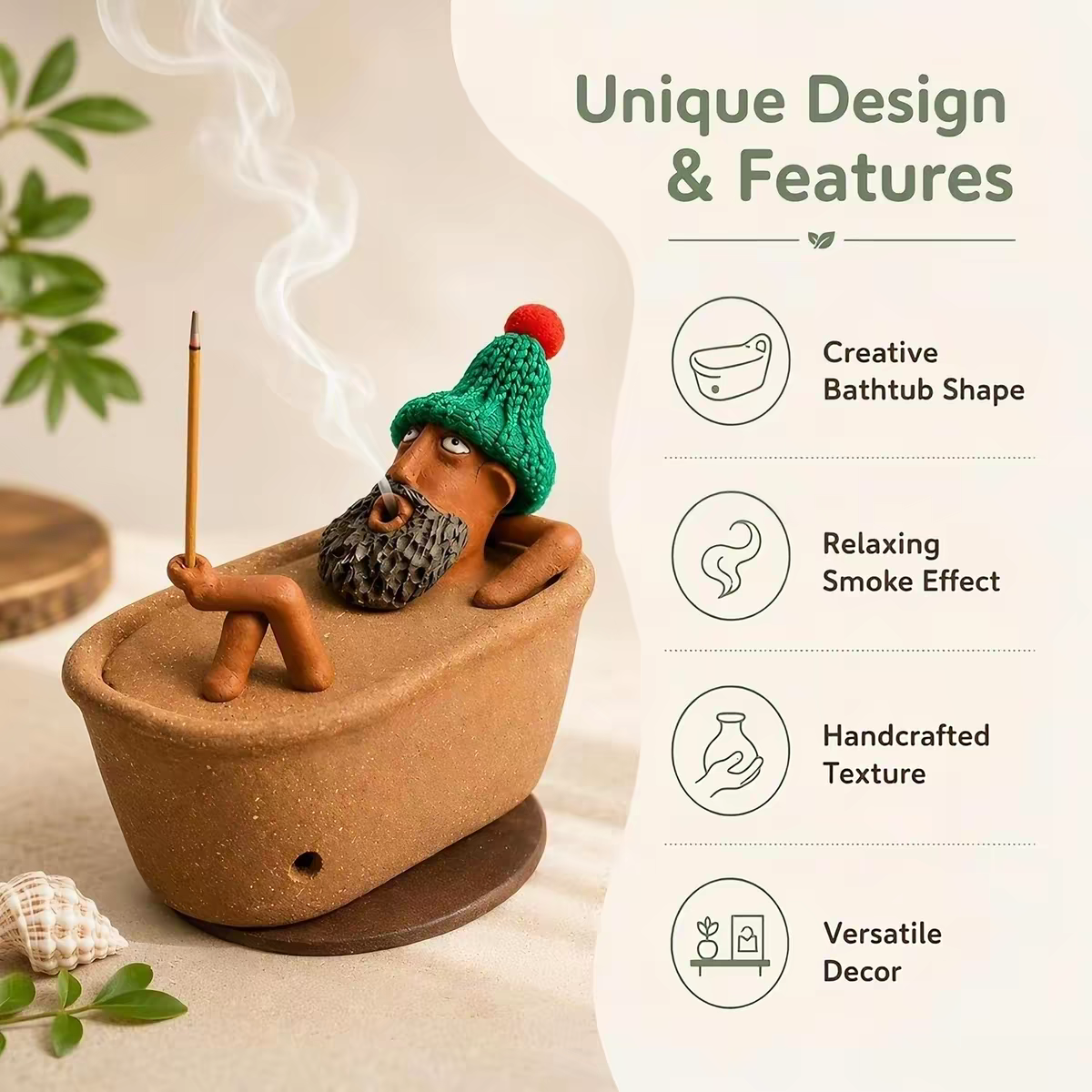 Handmade Bathtub Incense Burner – Cone Incense Holder for Relaxing Aromatherapy