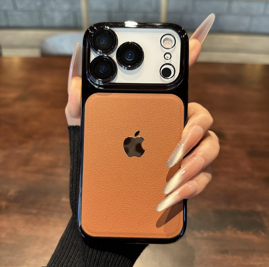 Electroplated Patchwork Leather Texture Phone Case