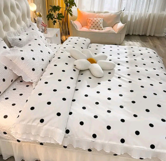 Fairy Lace USA-Style Double-Sided Quilted Cotton Bedspread – Princess Non-Slip Thick Bed Sheet