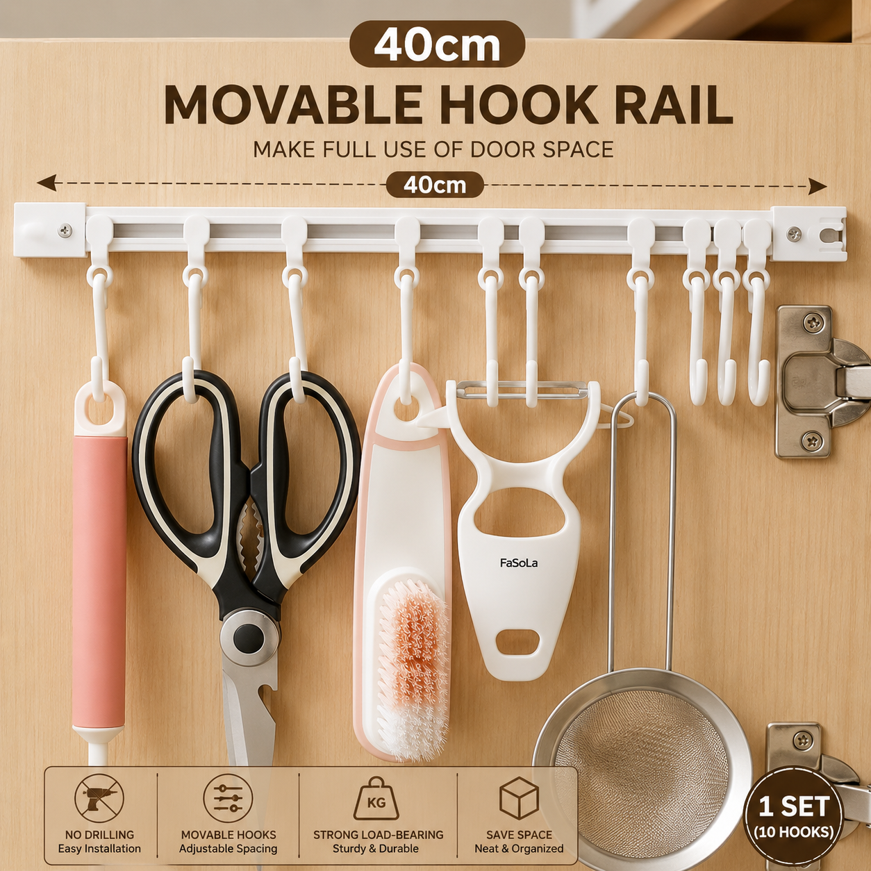 Sliding Cabinet Door Storage Hooks