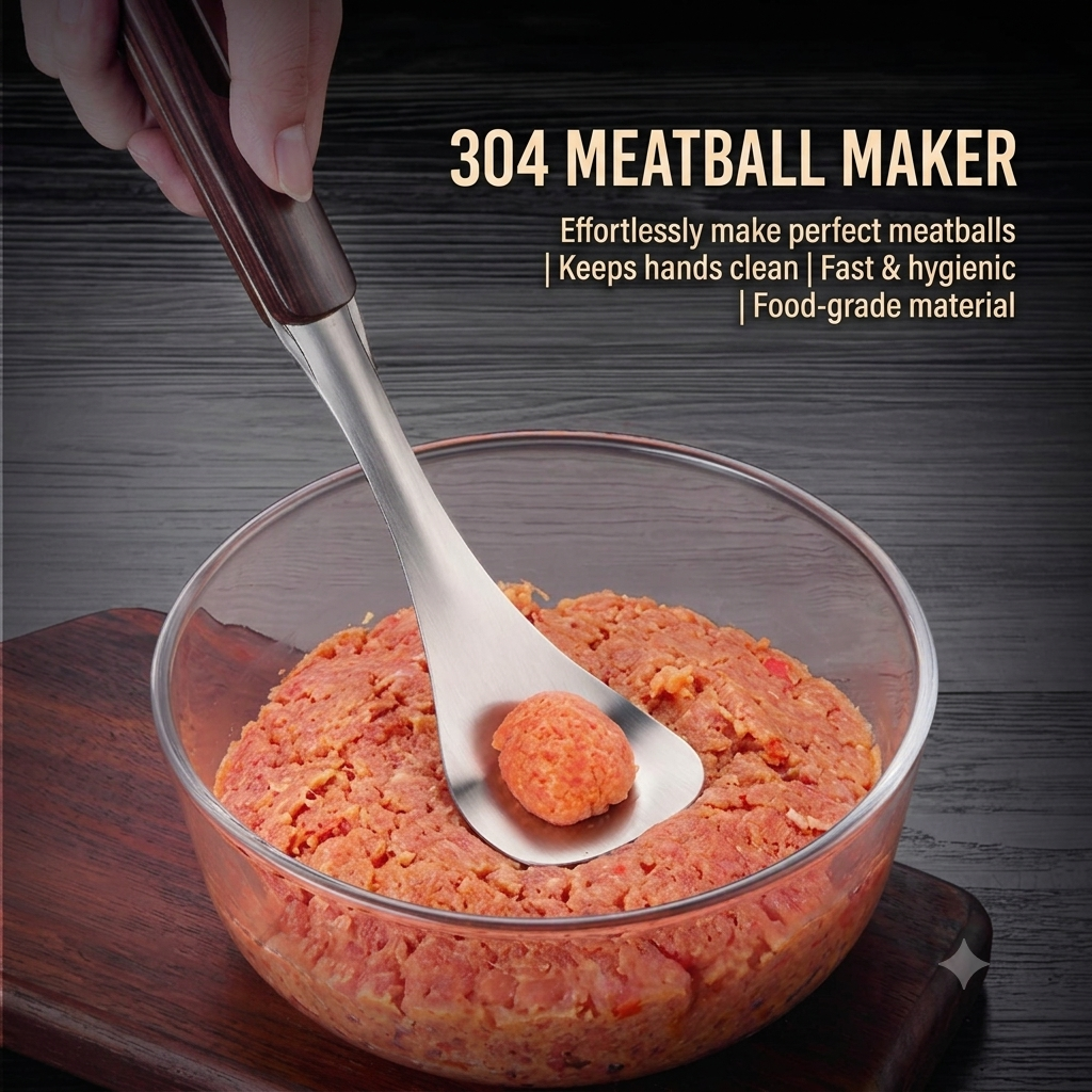 Stainless Steel Meatball Maker — Meatball Scoop & Ball Shaper for Fried Meatballs, Fish Balls and Hot Pot