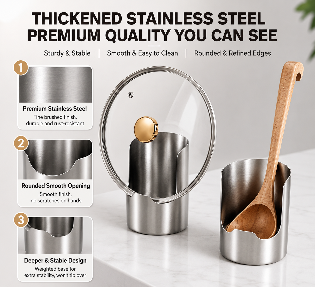 Kitchen Lid & Cutting Board Holder – Spoon Rest Organizer
