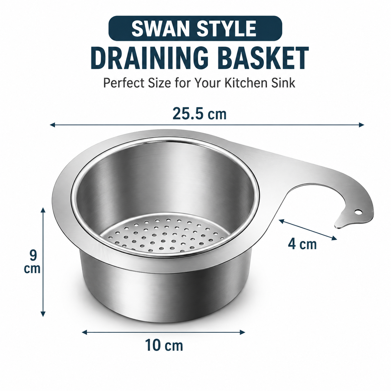 Stainless Steel Swan-Shaped Draining Basket 🦢
A practical hanging rack for your kitchen sink, designed to keep wet and dry items separate. Perfect for draining vegetables, washing dishes, and storing kitchen waste.