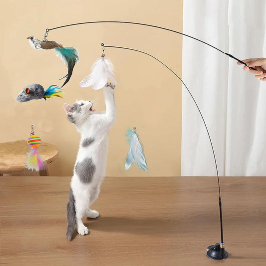 Suction cup cat teasing stick