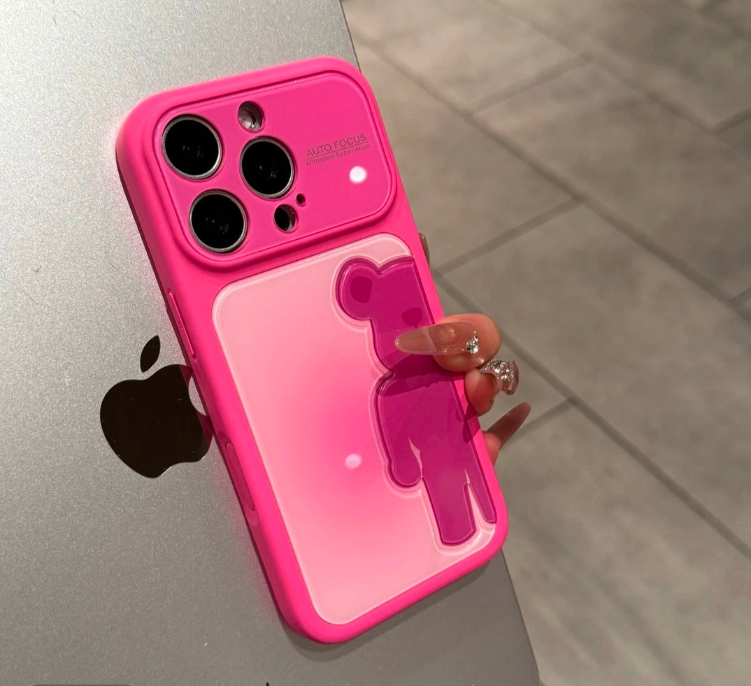 Premium Gradient 3D Bear iPhone Case – Stylish Protective Cover for iPhone 17 Pro Max, 16, 15 & 14