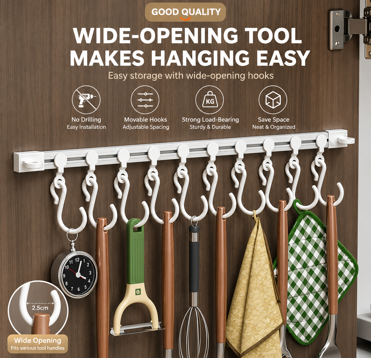 Sliding Cabinet Door Storage Hooks