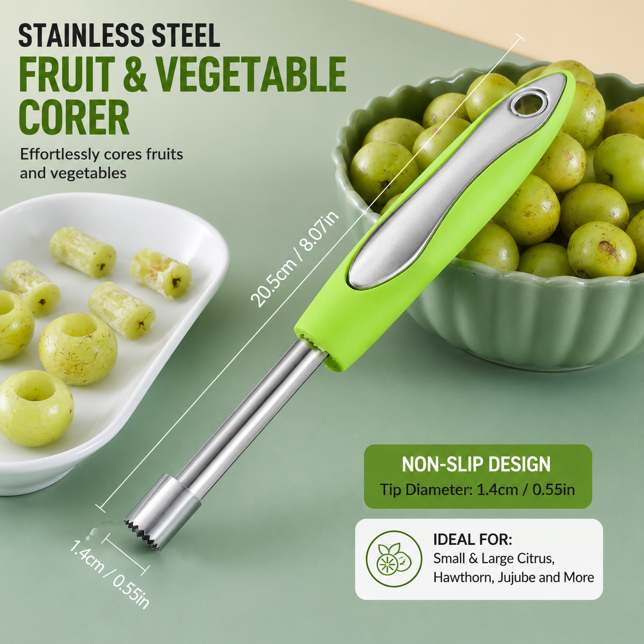 2-in-1 Stainless Steel Fruit & Vegetable Corer & Peeler