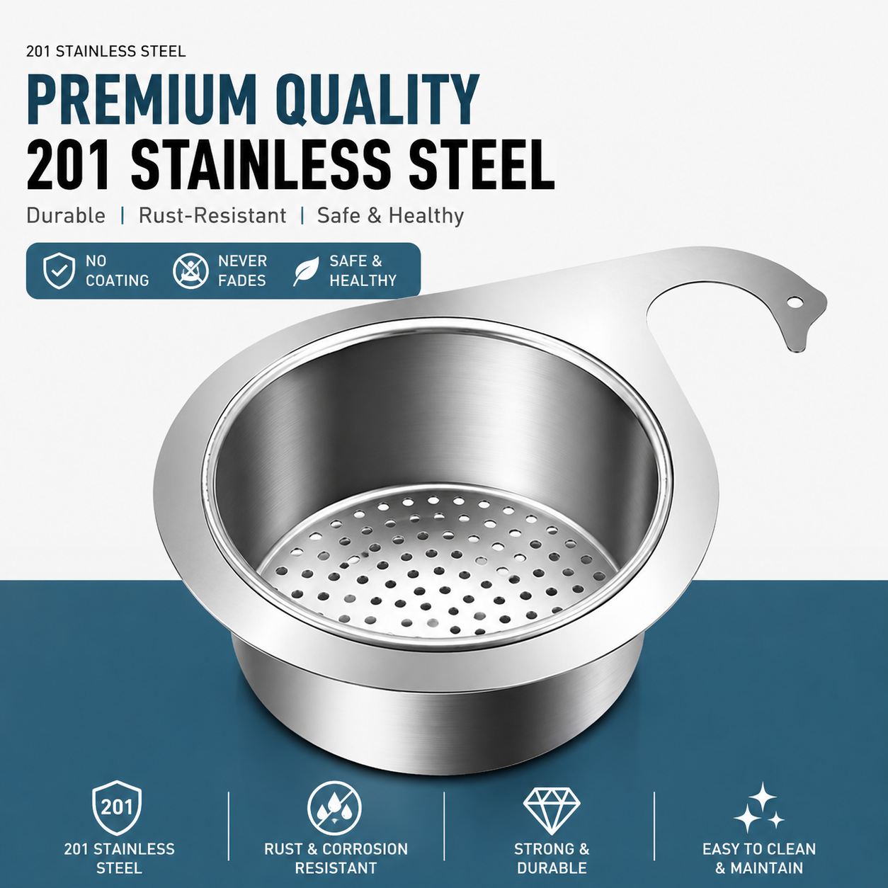 Stainless Steel Swan-Shaped Draining Basket 🦢
A practical hanging rack for your kitchen sink, designed to keep wet and dry items separate. Perfect for draining vegetables, washing dishes, and storing kitchen waste.